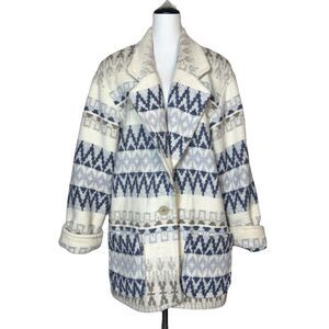 Vintage Express Southwestern Peacoat Size M Oversized Aztec Tapestry Chore Barn